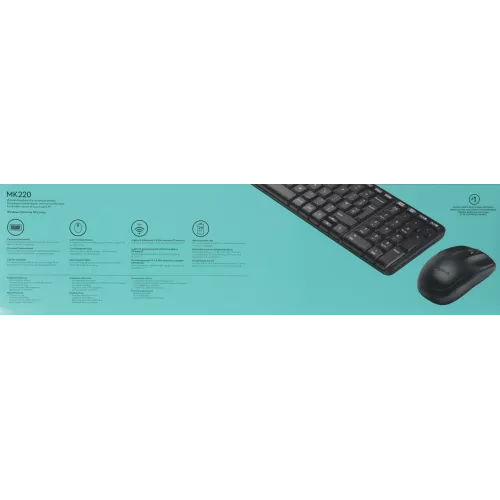 Клавиатура + мышь Logitech MK220 клав:черный мышь:черный USB беспроводная (920-003169)