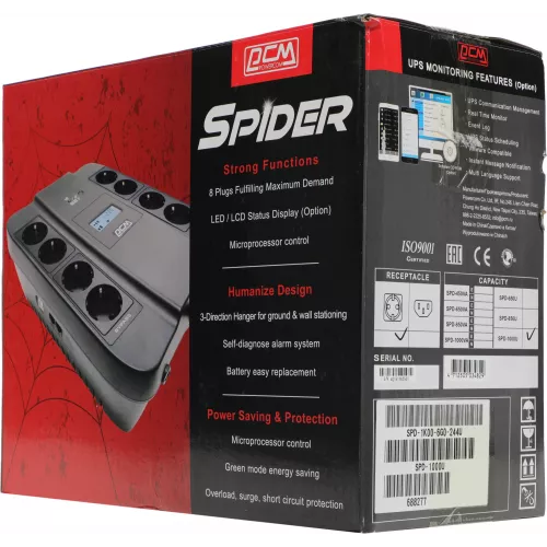 Источник бесперебойного питания Powercom Spider SPD-1000U 550Вт 1000ВА черный