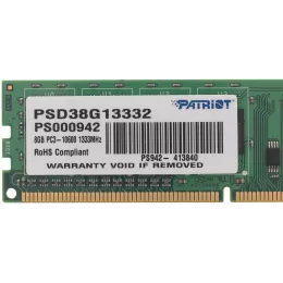 Память DDR3 8Gb 1333MHz Patriot PSD38G13332 RTL PC3-10600 CL9 DIMM 240-pin 1.5В dual rank Ret