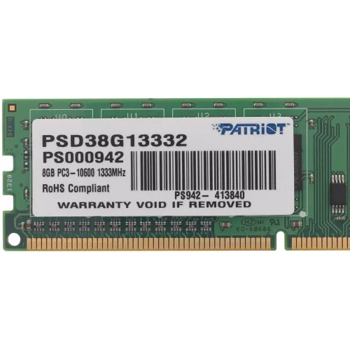Память DDR3 8Gb 1333MHz Patriot PSD38G13332 RTL PC3-10600 CL9 DIMM 240-pin 1.5В dual rank Ret