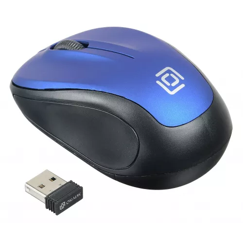Мышь Оклик 665MW черный/синий оптическая 1600dpi беспров. USB для ноутбука 3but (1025132)