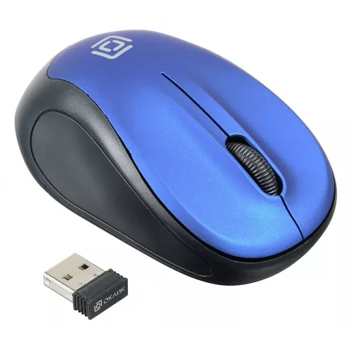 Мышь Оклик 665MW черный/синий оптическая 1600dpi беспров. USB для ноутбука 3but (1025132)