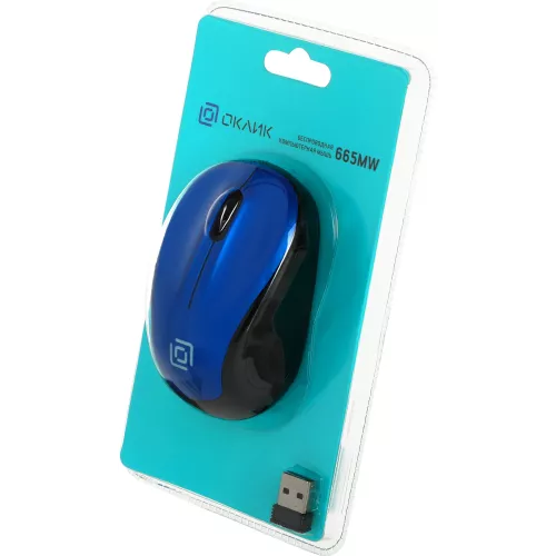 Мышь Оклик 665MW черный/синий оптическая 1600dpi беспров. USB для ноутбука 3but (1025132)