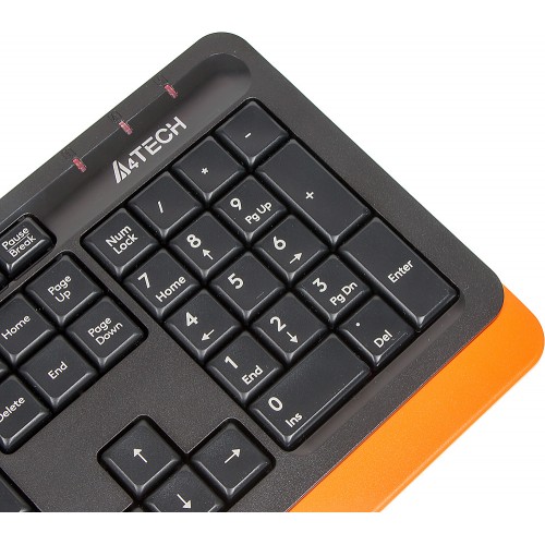 Клавиатура A4Tech FK10 черный/оранжевый USB (FK10 ORANGE) кабель 1.5м