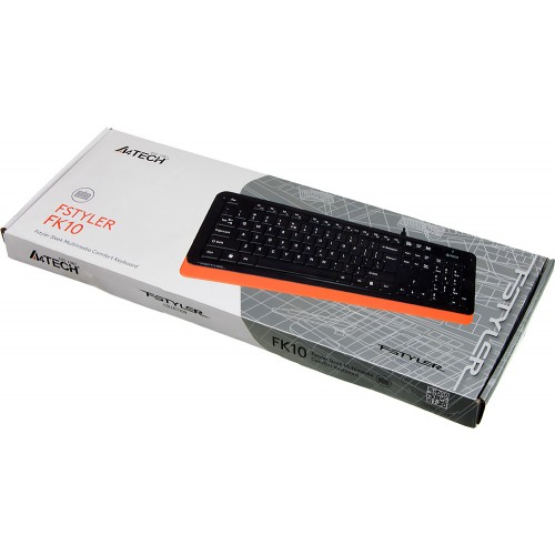 Клавиатура A4Tech FK10 черный/оранжевый USB (FK10 ORANGE) кабель 1.5м