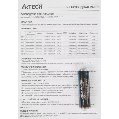 Мышь A4Tech Fstyler FG30 серый/синий оптическая 2000dpi беспров. USB 6but (FG30 BLUE)