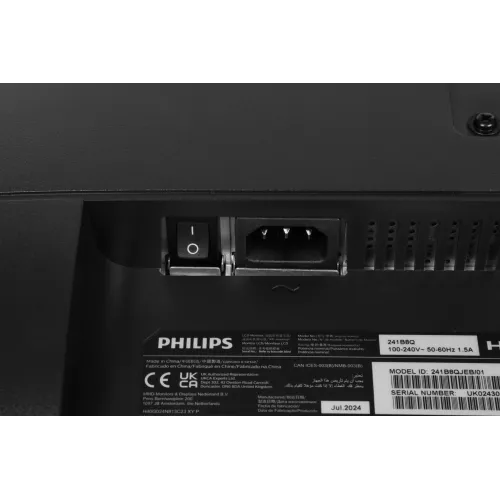 Монитор Philips 23.8" 241B8QJEB (00/01) черный IPS LED 16:9 DVI HDMI M/M матовая HAS Piv 1000:1 250cd 178гр/178гр 1920x1080 75Hz VGA DP FHD USB 4.97кг