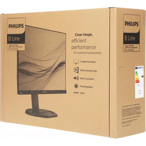 Монитор Philips 23.8" 241B8QJEB (00/01) черный IPS LED 16:9 DVI HDMI M/M матовая HAS Piv 1000:1 250cd 178гр/178гр 1920x1080 75Hz VGA DP FHD USB 4.97кг
