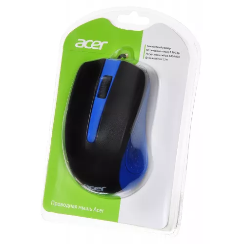 Мышь Acer OMW011 черный/синий оптическая 1200dpi USB 3but (ZL.MCEEE.002)