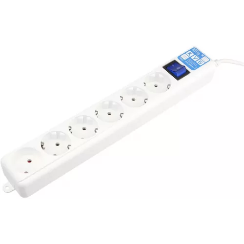 Сетевой фильтр Powercube SPL(5+1)-16B-P-3M-WHITE 3м (6 розеток) белый (коробка)
