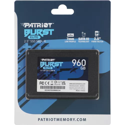 Накопитель SSD Patriot SATA-III 960GB PBE960GS25SSDR Burst Elite 2.5"