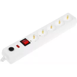 Сетевой фильтр IEK СФ-05К 1.5м (5 розеток) белый (коробка)
