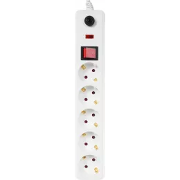 Сетевой фильтр IEK СФ-05К 1.5м (5 розеток) белый (коробка)