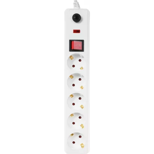 Сетевой фильтр IEK СФ-05К 1.5м (5 розеток) белый (коробка)