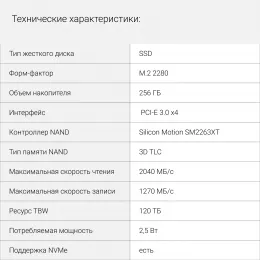 Накопитель SSD Digma PCIe 3.0 x4 256GB DGSM3256GS33T Mega S3 M.2 2280