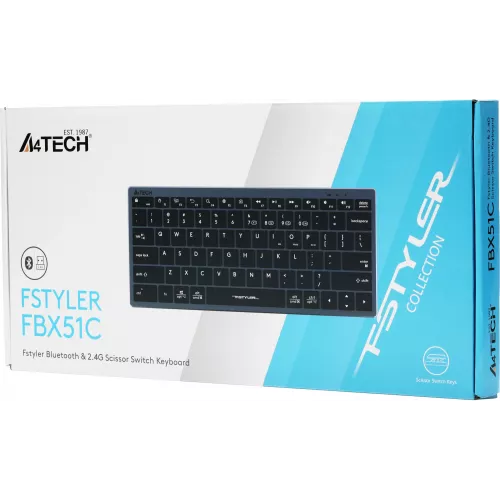Клавиатура A4Tech FBX51C серый USB беспроводная BT/Radio slim Multimedia для ноутбука (FBX51C GREY)