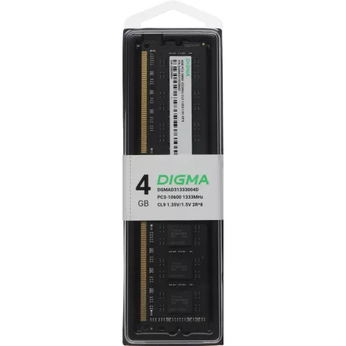 Память DDR3 4GB 1333MHz Digma DGMAD31333004D RTL PC3-10600 CL9 DIMM 240-pin 1.35В dual rank Ret