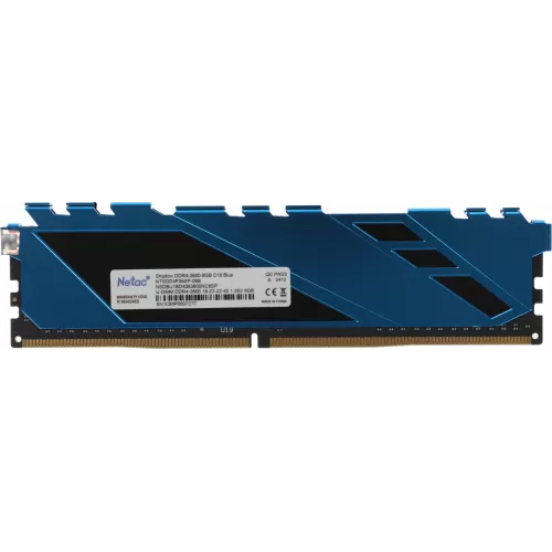 Память DDR4 8GB 3600MHz Netac NTSDD4P36SP-08B Shadow RTL Gaming PC4-28800 CL18 DIMM 288-pin 1.35В Intel с радиатором Ret