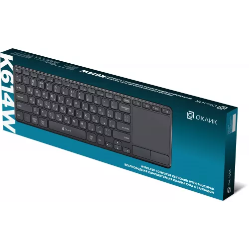 Клавиатура Оклик K614W черный USB беспроводная slim Multimedia Touch (1979327)