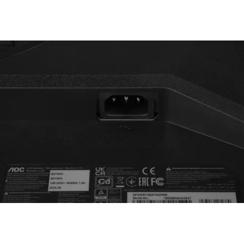 Монитор AOC 27" Q27G4X черный IPS LED 0.5ms 16:9 HDMI матовая HAS Piv 450cd 178гр/178гр 2560x1440 180Hz G-Sync FreeSync Premium DP 2K 5.29кг