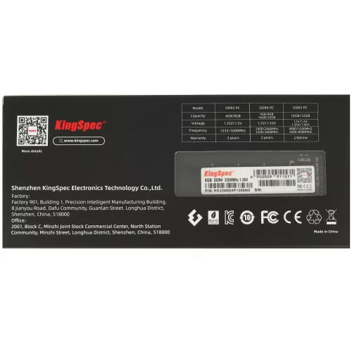 Память DDR4 8GB 3200MHz Kingspec KS3200D4P13508G RTL PC4-25600 CL17 DIMM 288-pin 1.35В dual rank Ret