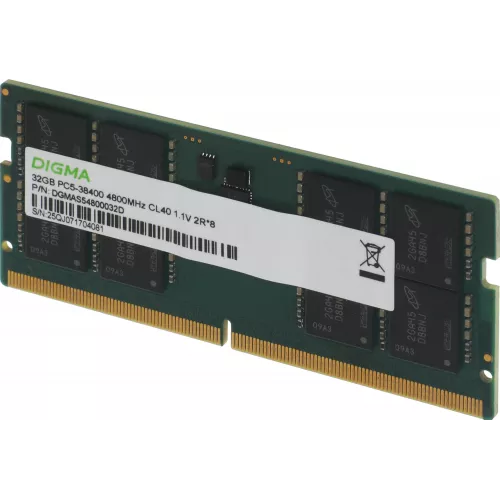 Память DDR5 32GB 4800MHz Digma DGMAS54800032D RTL PC5-38400 CL40 SO-DIMM 262-pin 1.1В dual rank Ret