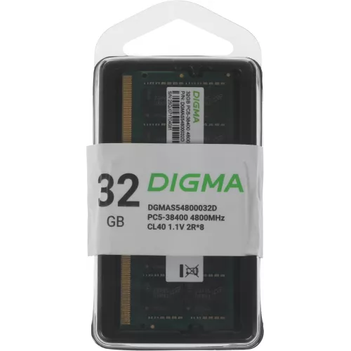 Память DDR5 32GB 4800MHz Digma DGMAS54800032D RTL PC5-38400 CL40 SO-DIMM 262-pin 1.1В dual rank Ret