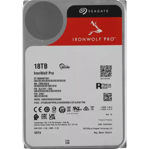 Жесткий диск Seagate SATA-III 18TB ST18000NT001 NAS Ironwolf Pro 512E (7200rpm) 256Mb 3.5"