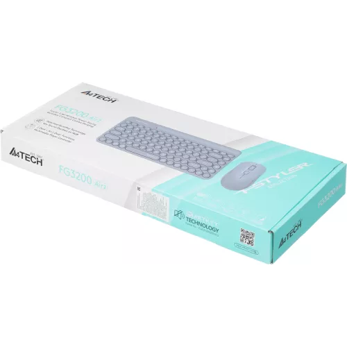 Клавиатура + мышь A4Tech Fstyler FG3200 Air2 клав:синий мышь:синий USB беспроводная slim Multimedia
