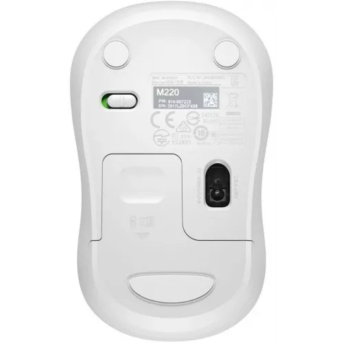 Мышь Logitech Silent M220 белый оптическая 1000dpi silent беспров. USB 2but (910-006508)
