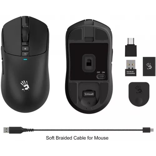 Мышь A4Tech Bloody R72 Ultra черный оптическая 20000dpi беспров. USB-C 7but