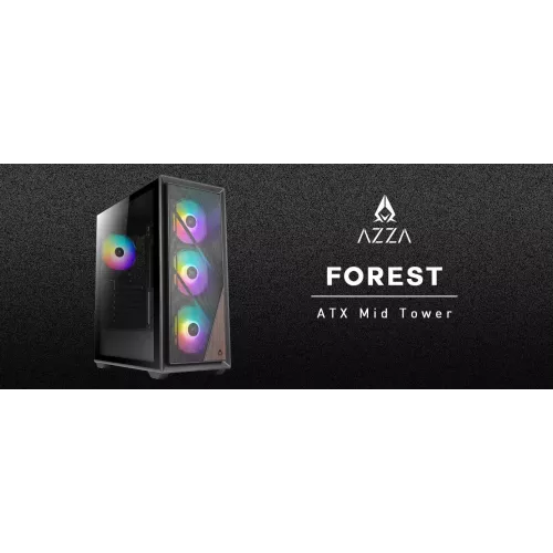 Корпус Azza Forest черный без БП ATX 4x120mm 4x140mm 2xUSB3.0 audio bott PSU
