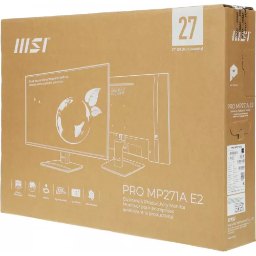 Монитор MSI 27" Pro MP271A E2 черный IPS LED 16:9 HDMI M/M матовая 300cd 178гр/178гр 1920x1080 120Hz VGA DP FHD 3.82кг