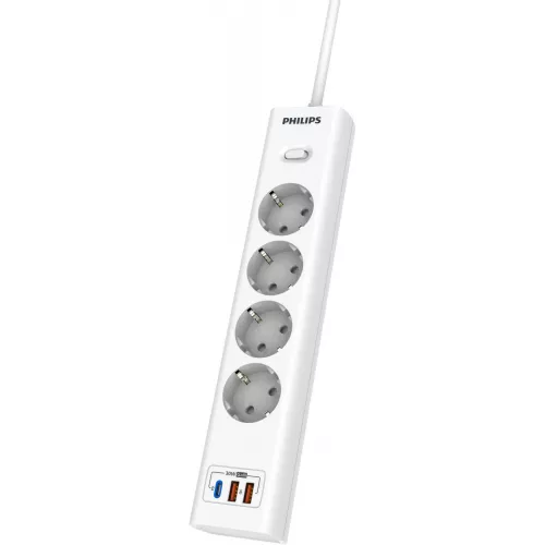 Сетевой фильтр Philips CHP8246WB/51 3м (4 розетки) белый (коробка)