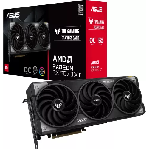 Видеокарта Asus PCI-E 5.0 TUF-RX9070XT-O16G-GAMING AMD Radeon RX 9070XT 16Gb 256bit GDDR6 2520/20000 HDMIx1 DPx3 HDCP Ret