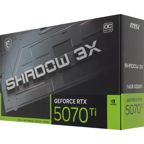 Видеокарта MSI PCI-E 5.0 RTX 5070 TI 16G SHADOW 3X OC NVIDIA GeForce RTX 5070TI 16Gb 256bit GDDR7 2482/28000 HDMIx1 DPx3 HDCP Ret