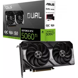 Видеокарта Asus PCI-E 5.0 DUAL-RTX5060TI-O16G NVIDIA GeForce RTX 5060TI 16Gb 128bit GDDR7 2602/28000 HDMIx1 DPx3 HDCP Ret