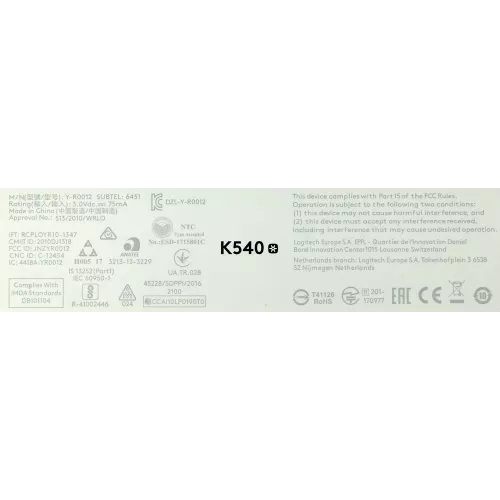 Клавиатура + мышь Logitech MK540 клав:черный мышь:черный USB беспроводная slim Multimedia (920-008686)