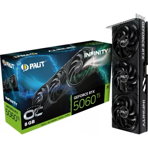 Видеокарта Palit PCI-E 5.0 PA-RTX5060Ti INFINITY 3 OC NVIDIA GeForce RTX 5060TI 8Gb 128bit GDDR7 2407/28000 HDMIx1 DPx3 HDCP Ret