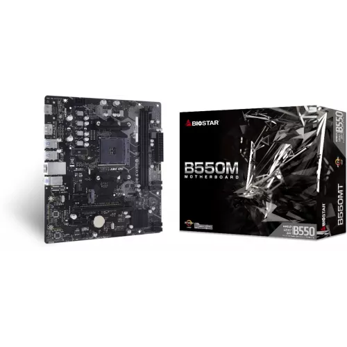 Материнская плата Biostar B550MT Soc-AM4 AMD B550 2xDDR4 mATX AC`97 8ch(7.1) GbLAN RAID+HDMI+DP