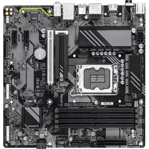 Материнская плата Gigabyte B760M DS3H WIFI6E GEN5 Soc-1700 Intel B760 4xDDR5 mATX AC`97 8ch(7.1) 2.5Gg RAID+HDMI+DP