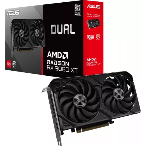 Видеокарта Asus PCI-E 5.0 DUAL-RX9060XT-16G AMD Radeon RX 9060XT 16Gb 128bit GDDR6 2620/20000 HDMIx1 DPx2 HDCP Ret