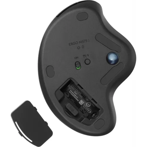 Трекбол Logitech M575S черный оптическая 2000dpi беспров. BT/Radio USB 4but (910-007035)
