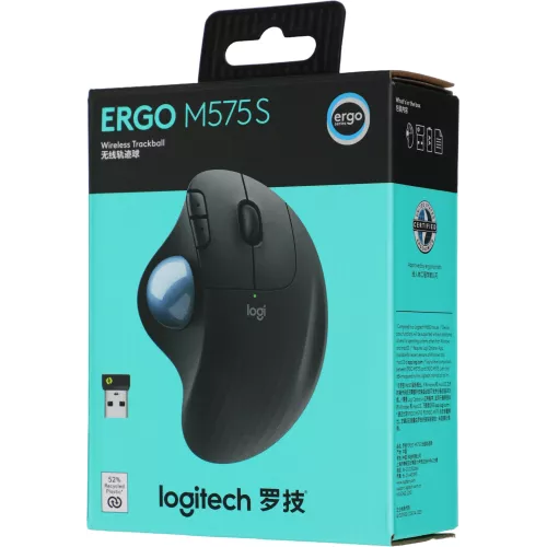 Трекбол Logitech M575S черный оптическая 2000dpi беспров. BT/Radio USB 4but (910-007035)