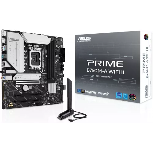Материнская плата Asus PRIME B760M-A WIFI II Soc-1700 Intel B760 4xDDR5 mATX AC`97 8ch(7.1) 2.5Gg RAID+HDMI+DP