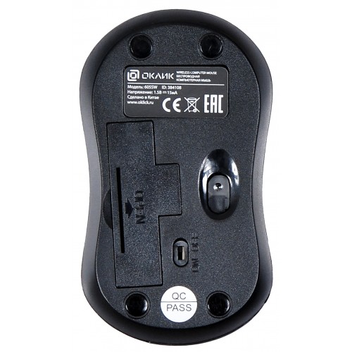 Мышь Оклик 605SW черный оптическая 1200dpi беспров. USB для ноутбука 3but (384108)