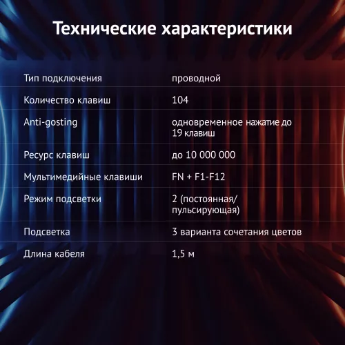 Клавиатура Оклик 780G SLAYER черный USB for gamer LED (412899) кабель 1.5м