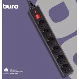 Сетевой фильтр Buro 600SH-16-3-B 3м (6 розеток) черный (коробка)