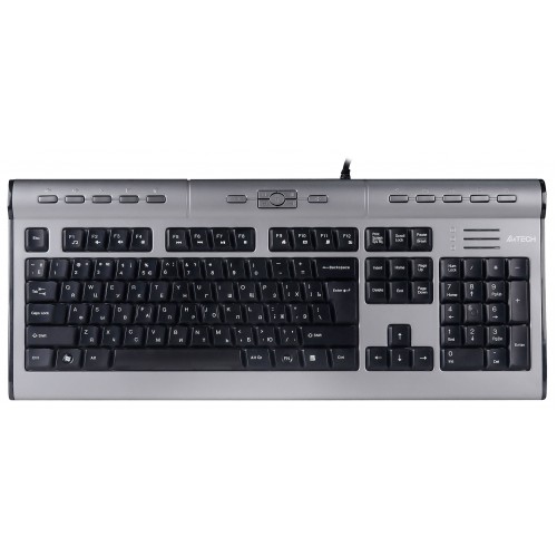 Клавиатура A4Tech KLS-7MUU серебристый/черный USB slim Multimedia (KLS-7MUU USB) кабель 1.5м