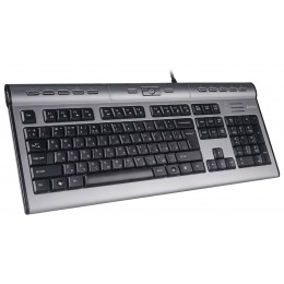 Клавиатура A4Tech KLS-7MUU серебристый/черный USB slim Multimedia (KLS-7MUU USB) кабель 1.5м